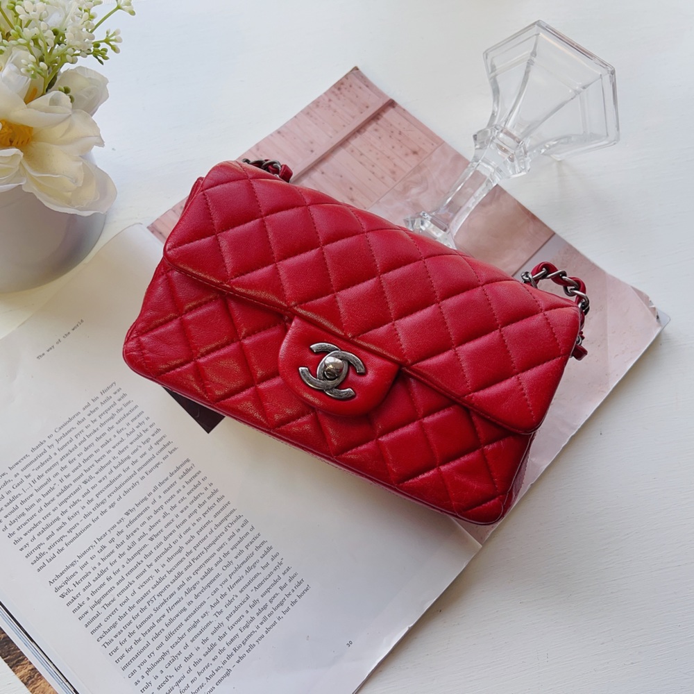 Chanel Classic Mini Rectangular Flap Bag Red